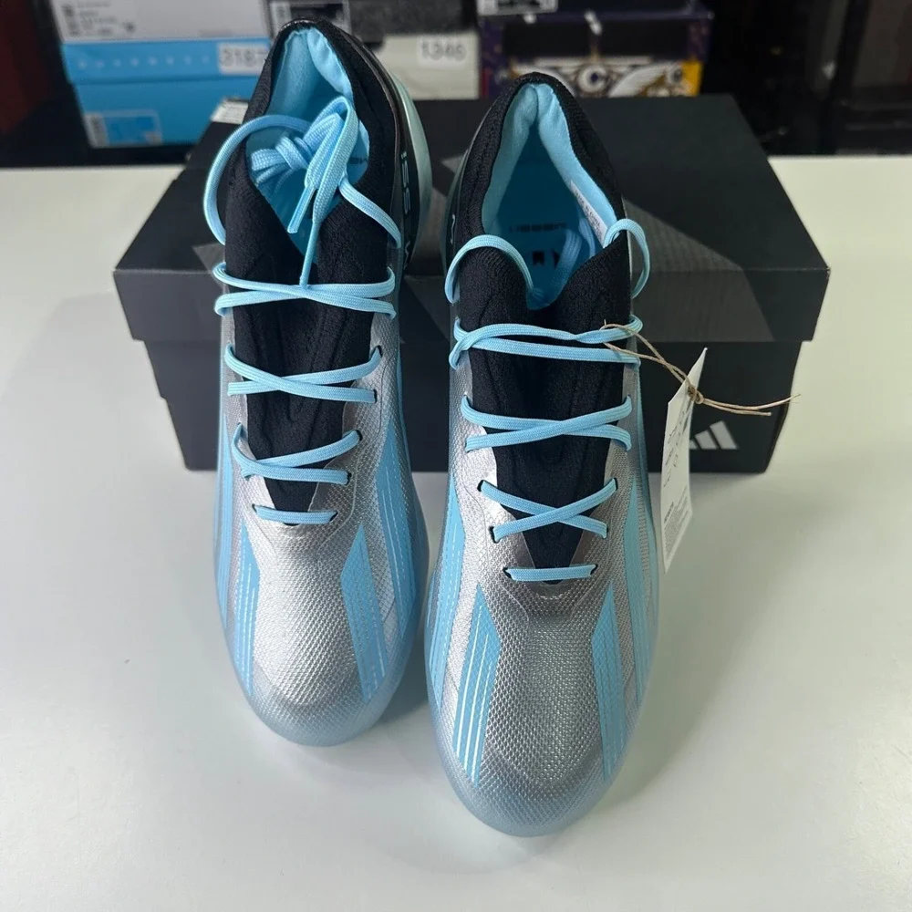 Men's Adidas X Crazyfast Messi.1 FG Soccer Cleats Blue Silver IE4079 Size 13